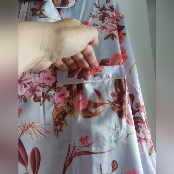 New Victoria's Secret Satin Pajama Set Lavender Floral Pattern XL - Picture 5 of 10